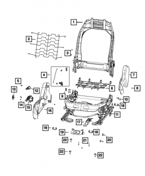 Jeep Compass 17-25 passenger seat back lever, black