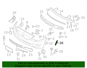 Front Bumper Reflector Left BMW 5 F10 14-16