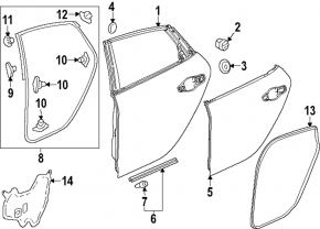 Rear left door seal for Honda Civic XI FE/FL 22-26