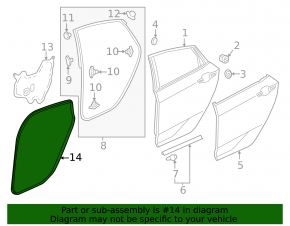 Rear left door seal for Honda Civic XI FE/FL 22-26