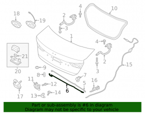Left trunk lid hinge torsion bar for Hyundai Elantra AD 19-20
