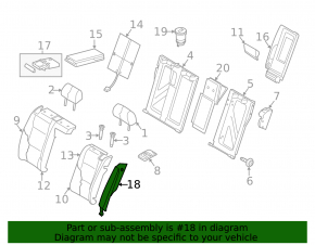 Left rear seat side panel for Audi A4 B8 13-16, black leather