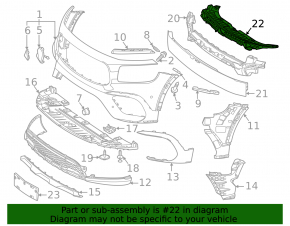 Upper center front bumper mount for Mercedes X247 GLB 20-26