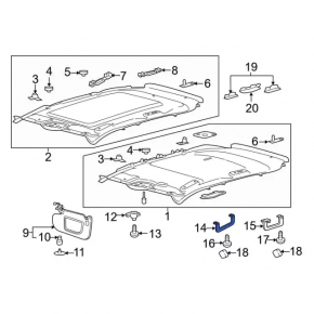 Front right ceiling handle Ford Edge 15-24 gray