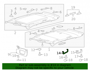 Front right ceiling handle Ford Edge 15-24 gray