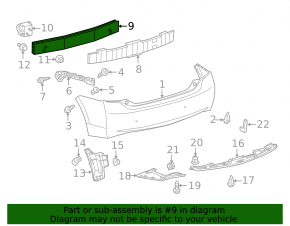 Toyota Prius 30 10-12 USA Rear Bumper Reinforcement