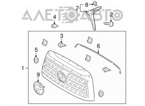 Right grille bracket for Toyota Sequoia 2008-2016