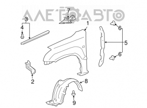 Wing seal under windshield right Lexus GX470 03-09