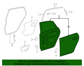 Door bare rear left Toyota Prius 30 10-15