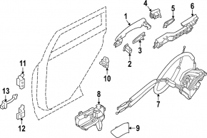 Upper rear left door hinge Nissan Rogue 21-24