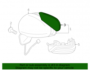 Right mirror element for Toyota Prius 30 10-15