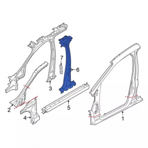 Body pillar central right Ford Escape MK3 13-19 sawed off