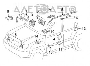 Lexus GX470 03-09 passenger airbag in the dashboard