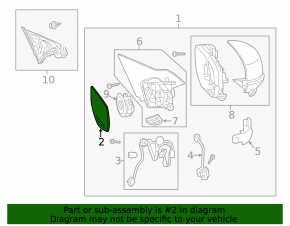 Left mirror element for Honda Accord 13-17, heated
