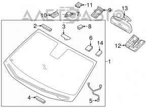 Hyundai Sonata 11-15 black interior mirror with 3-button control