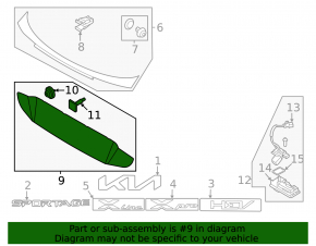 Kia Sportage 23-26 lower trunk lid trim structure