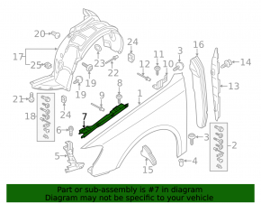 Front left wing bracket Audi A3 8V 15-20 center