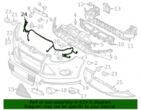 Wiring front bumper Ford Focus mk3 11-14 prerest, under fog lights