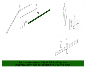 Door-glass molding, central front right, Land Rover Range Rover Evoque 12-18