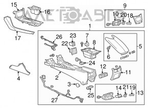 Central console Cadillac ATS 13 - bare, black, scratches