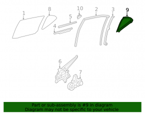 Rear right triangle glass seal for Lexus CT200h 11-17