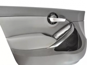 Door trim card front left Fiat 500X 16-17 black with gray insert leather, gray leather armrest, carbon fiber trim, scratches, abrasions, butt Used