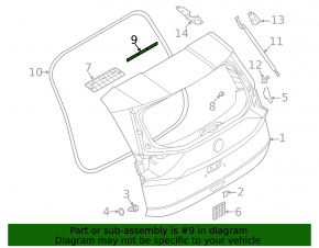 Rubber seal for tailgate Nissan Rogue 21-23 small, on body