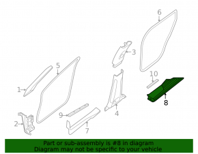 Nissan Pathfinder 13-20 black inner rear left door sill trim