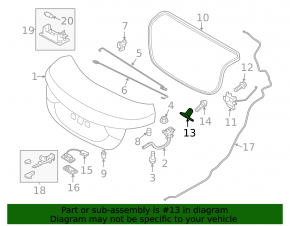 Hyundai Sonata 11-15 trunk lid lock hook