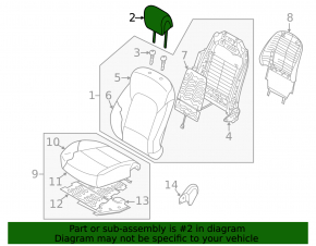 Front right headrest for Hyundai Santa FE Sport 13-18, cloth, gray, dry-cleanable