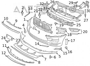 Front bumper guard center Porsche Macan 15-18 with seal