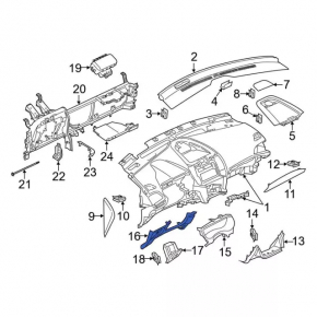 Driver's knee pad for Ford Edge 15-24, gray, with hatch