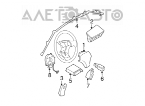 Black steering wheel airbag for the driver's side of the Mazda6 2003-2008.