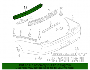 Mitsubishi Galant 04-12 rear bumper reinforcement