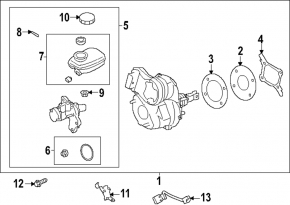 Brake booster assembly with brake master cylinder for Subaru Forester 25-26