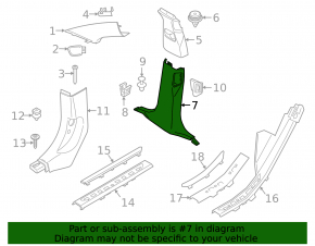 BMW X7 G07 19-26 Black Lower Right Center Pillar Trim