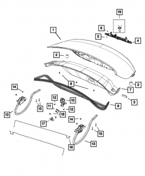 Trunk lid hinge left Chrysler 200 15-17