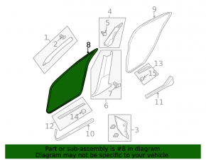 Door seal front left Infiniti G25 G35 G37 4d 06-14