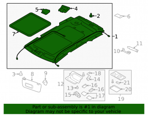 Subaru Forester 14-15 SJ headliner for sunroof without camera, gray