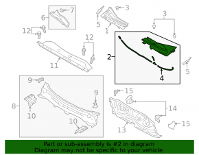 Windscreen wiper grille plastic left Mazda 3 19-