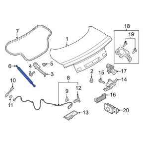 Boot lid shock absorber left Ford Mustang mk6 15- type-2
