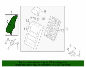 Right rear seat side bolster for Mazda 6 14-17, black fabric