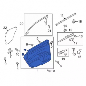 Door trim card front left Ford Fusion mk5 17-20 cloth, black