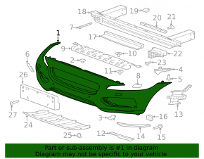 Jaguar F-Pace X761 17-20 bare front bumper for parking sensors without headlight washers and Park Assist, Sport