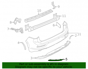 Rear left reflector for VW Golf 22-26