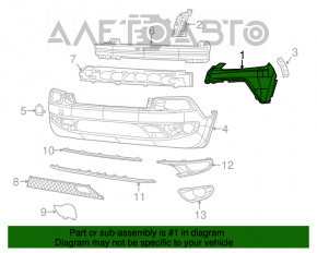 Bumper front bare right fang Jeep Cherokee KL 14-18 Trailhawk