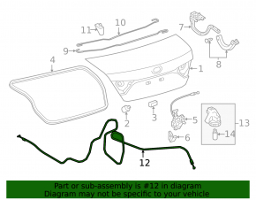 Trunk Lid Release Cable Toyota Camry v50 12-14 USA