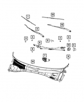 Windscreen wiper linkage with motor Chrysler 300 11-23