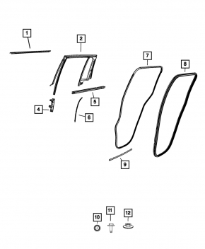 Jeep Grand Cherokee WL 21-25 rear left door seal, lower, long