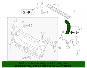 Left trunk door trim Kia Sorento 16-20 black